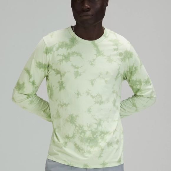 Lululemon Men's Fundamental Long Sleeve New Tide Shibori Arctic Mint Large - Picture 1 of 3